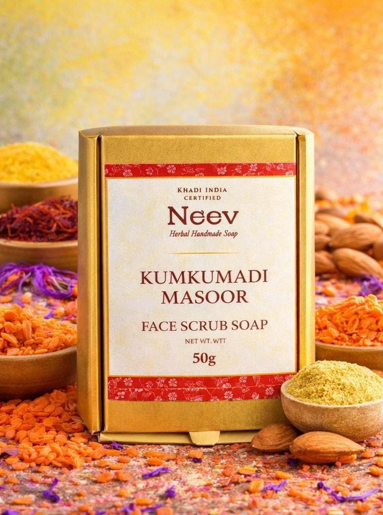 Kumkumadi Masoor Face Scrub Soap Mini – Glow | Neev – Neev Herbal