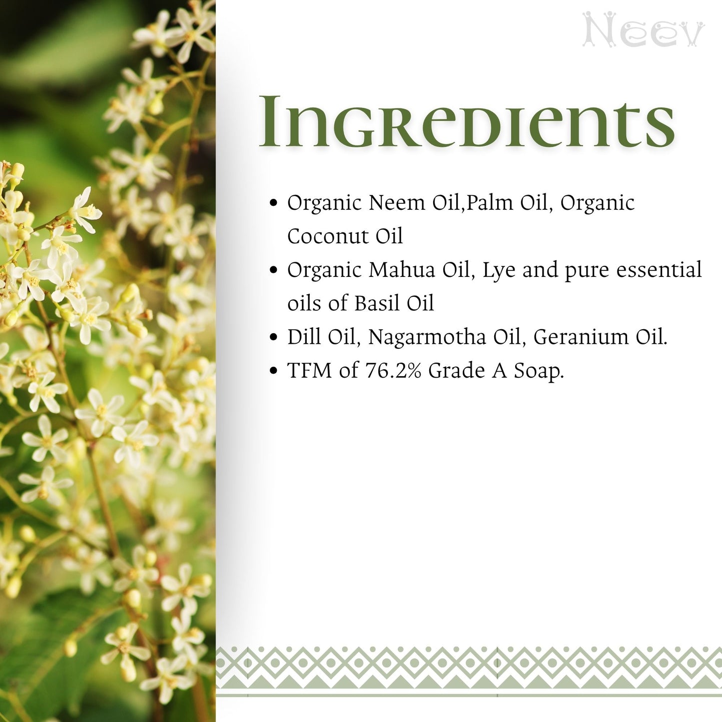 Neem Tulsi Handmade Soap- The purifying and rejuvenating essence