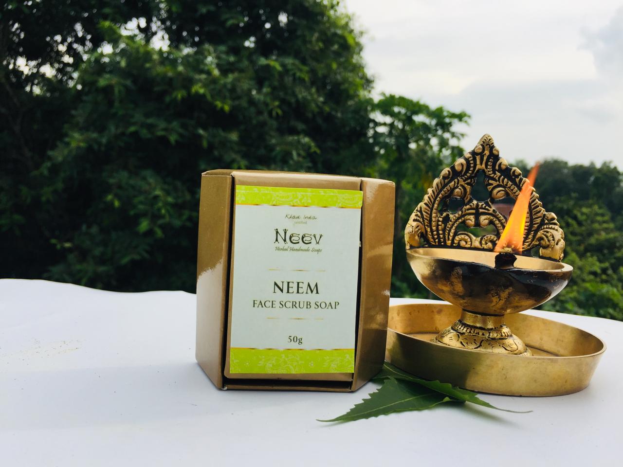 Neem Face Scrub Soap for Natural Deep Cleanse & Exfoliation