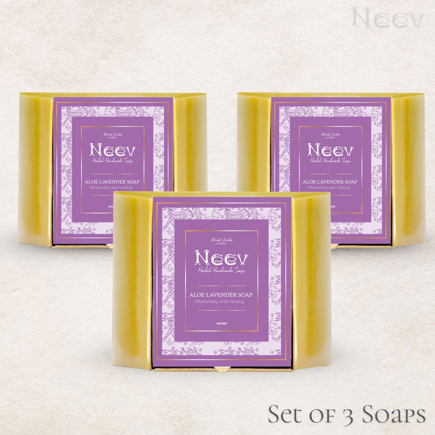 ALOE LAVENDER SOAP - MOISTURIZING AND HEALING - SET OF 3