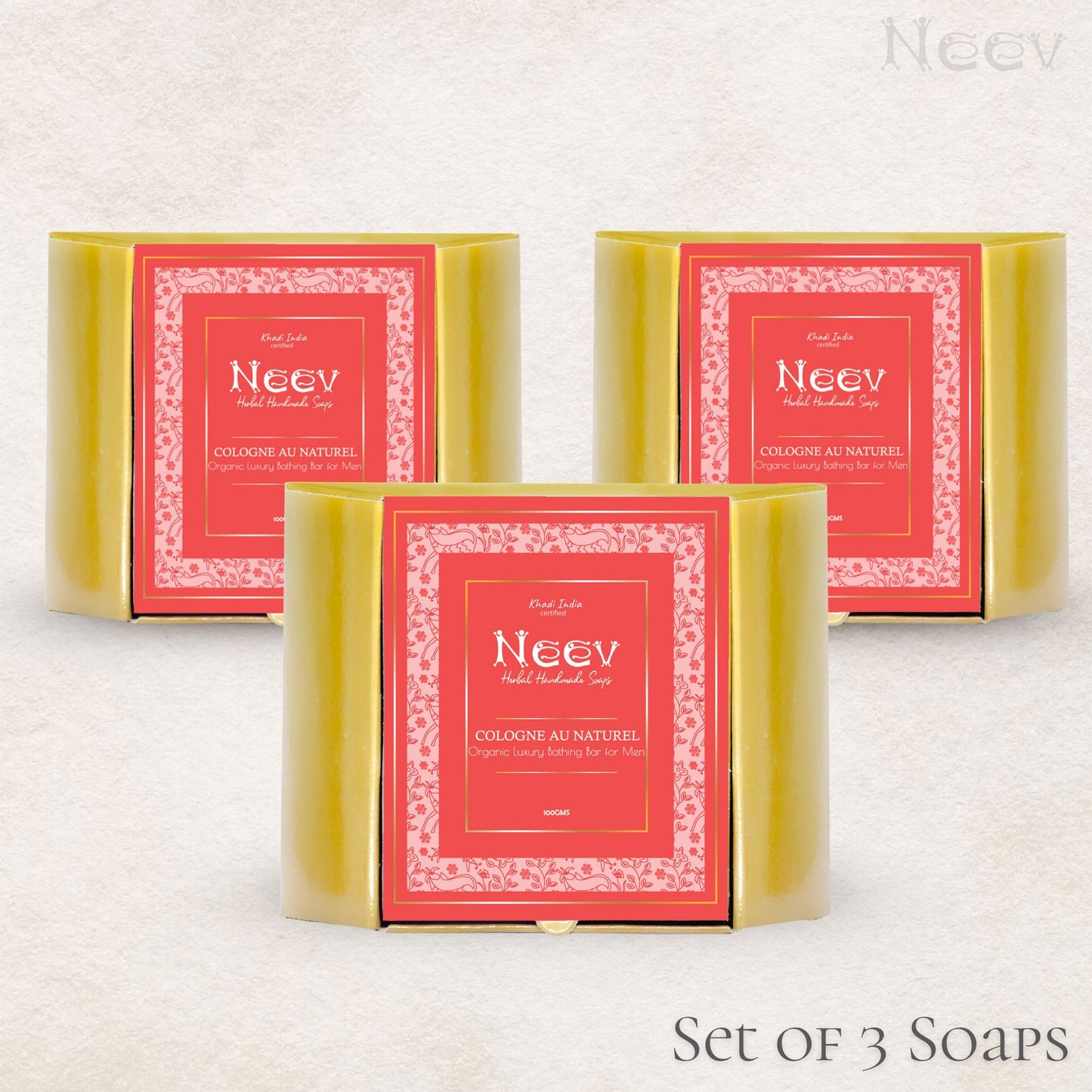 COLOGNE AU NATUREL ORGANIC LUXURY BATHING BAR FOR MEN - SET OF 3