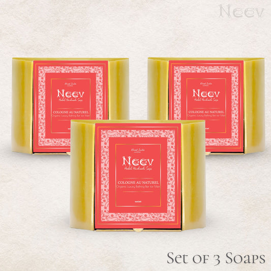 COLOGNE AU NATUREL ORGANIC LUXURY BATHING BAR FOR MEN - SET OF 3