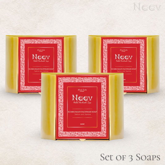 NEEV KUMKUMADI FACE WASH SOAP WITH SAFFRON AND JASMINE - SET OF 3