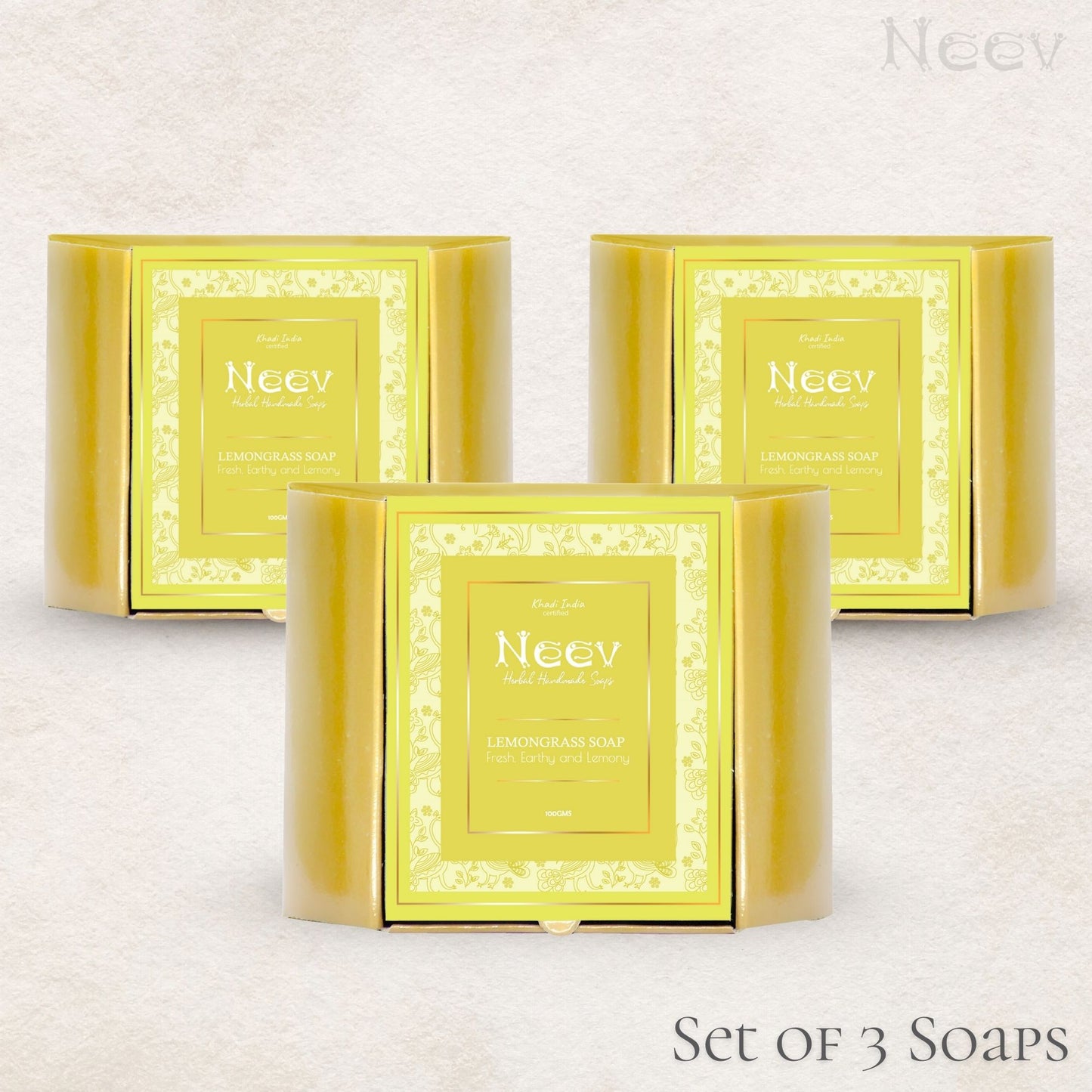 LEMONGRASS HANDMADE SOAP - FRESH, EARTHY AND LEMONY - SET OF 3
