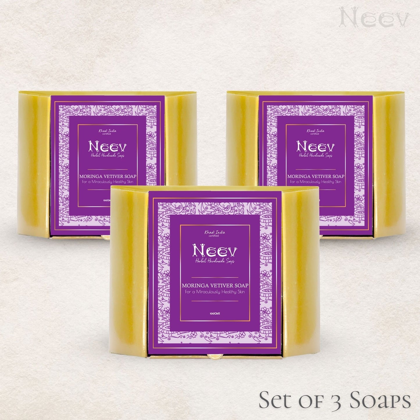 MORINGA VETIVER SOAP ( 100gm) SET OF 3