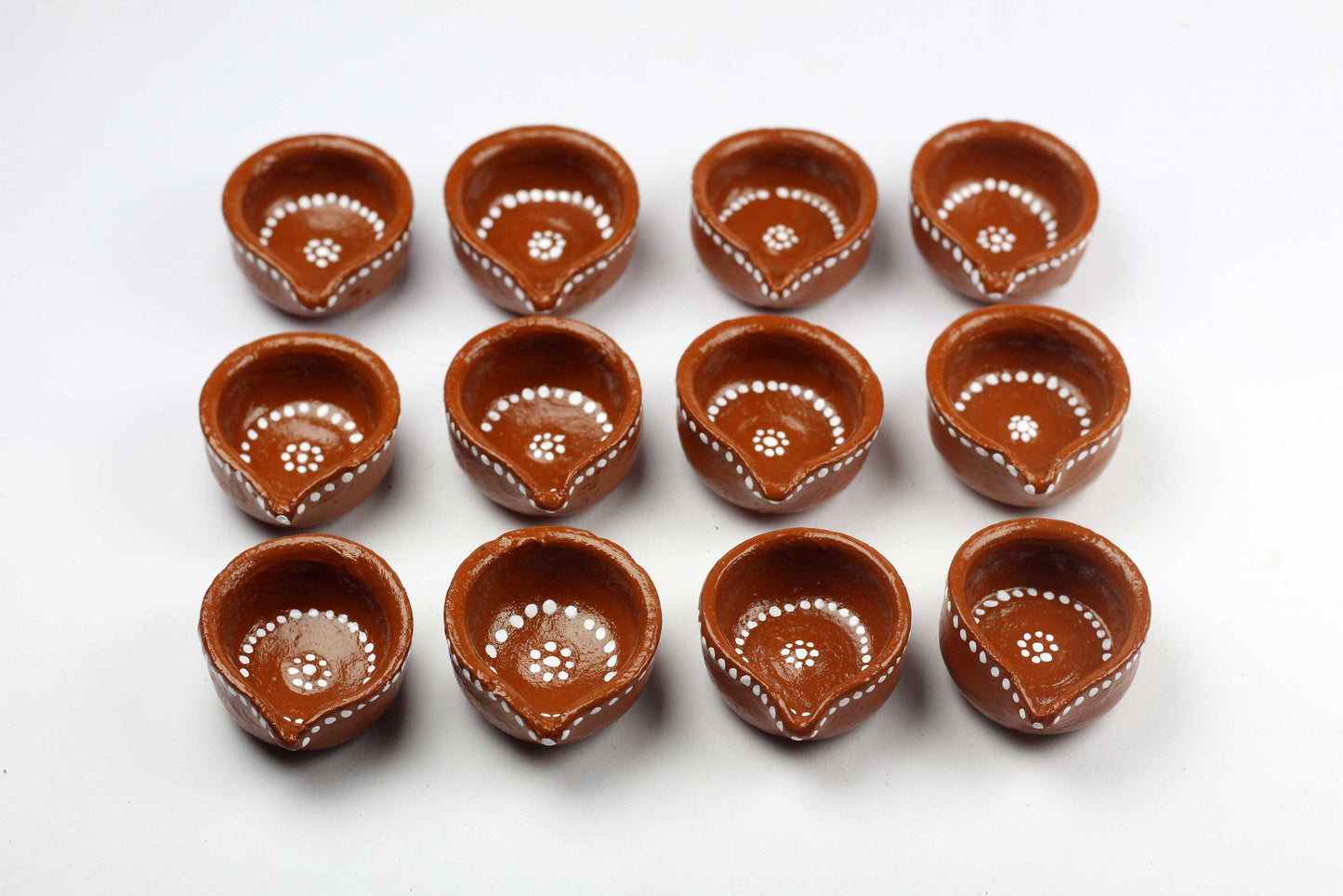 Neev hand painted earthenware diyas for decor,diwali and lighting(Pack of 12)
