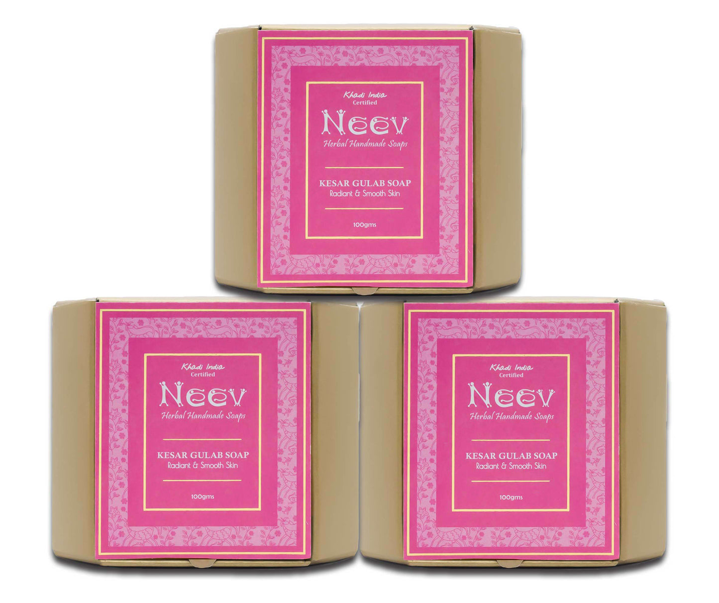 Kesar Gulab Soap For a Radiant and Smooth Skin - Set of 3