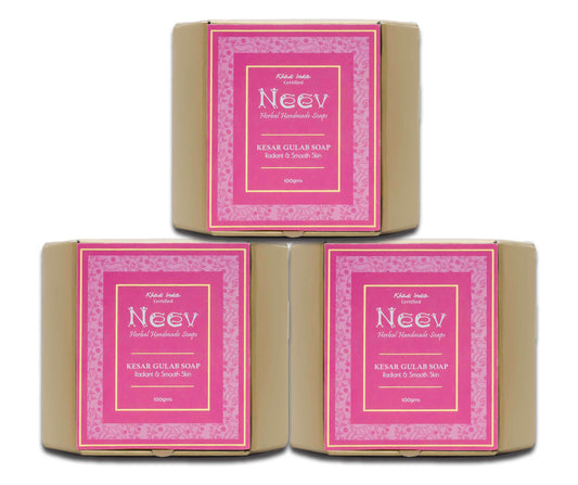 Kesar Gulab Soap For a Radiant and Smooth Skin - Set of 3