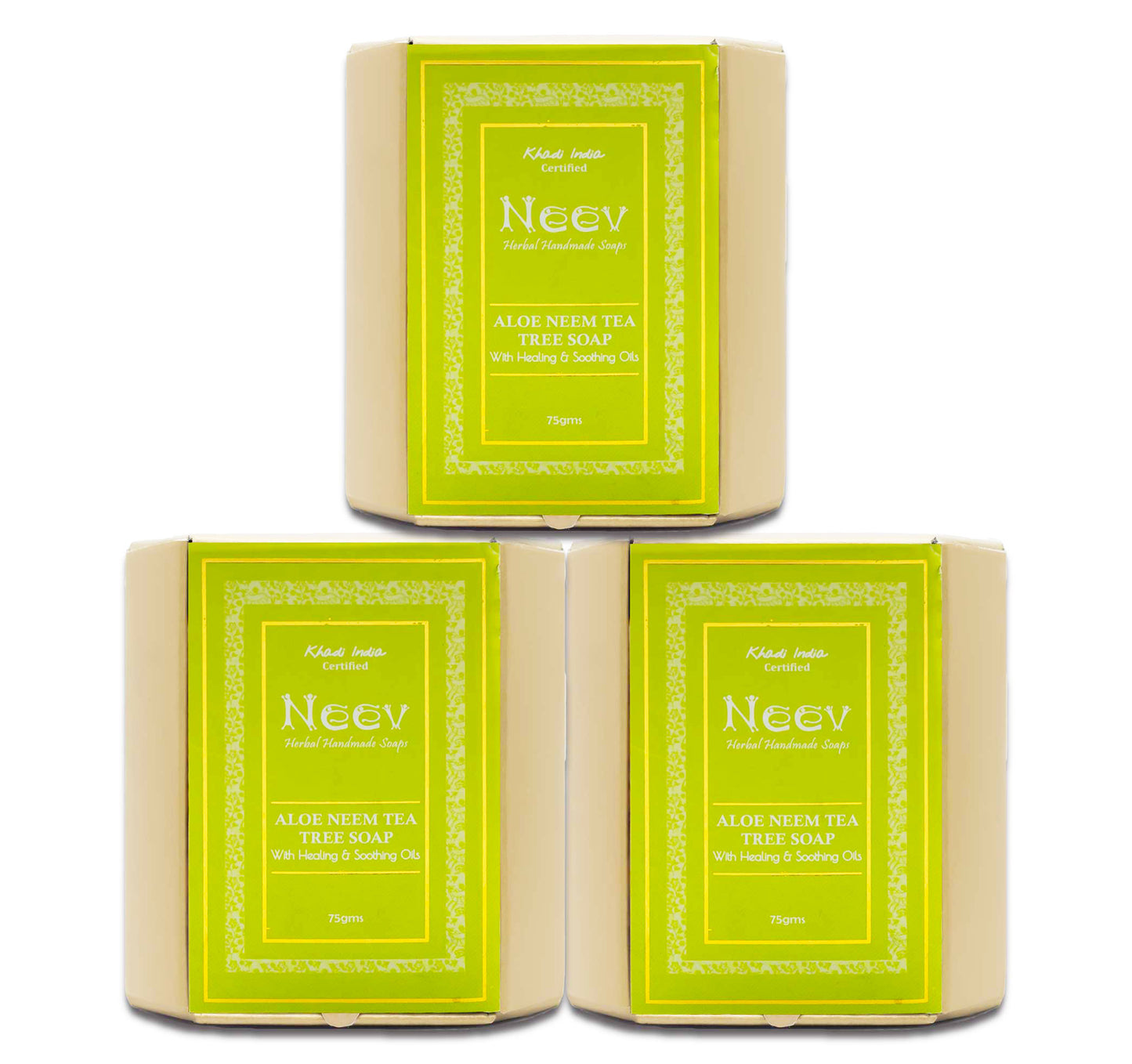 Aloe Neem Tea Tree Soap With Healing and Soothing Oils - Set Of 3