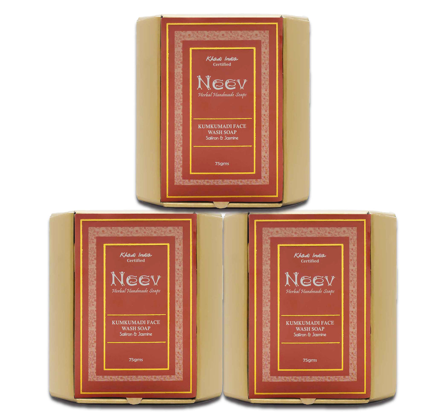 Neev Kumkumadi Face Wash Soap with Saffron and Jasmine Set of 3