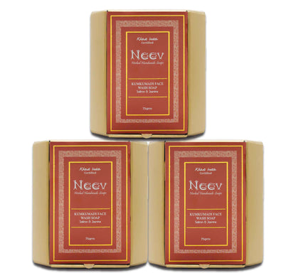 Neev Kumkumadi Face Wash Soap with Saffron and Jasmine - Set of 3