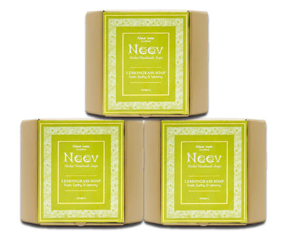 Lemongrass Handmade Soap- Fresh, Earthy and Lemony - Set Of 3