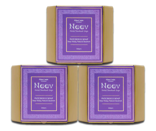 Patchouli Handmade Soap- A deep Musky Natural Deodorant - Set Of 3