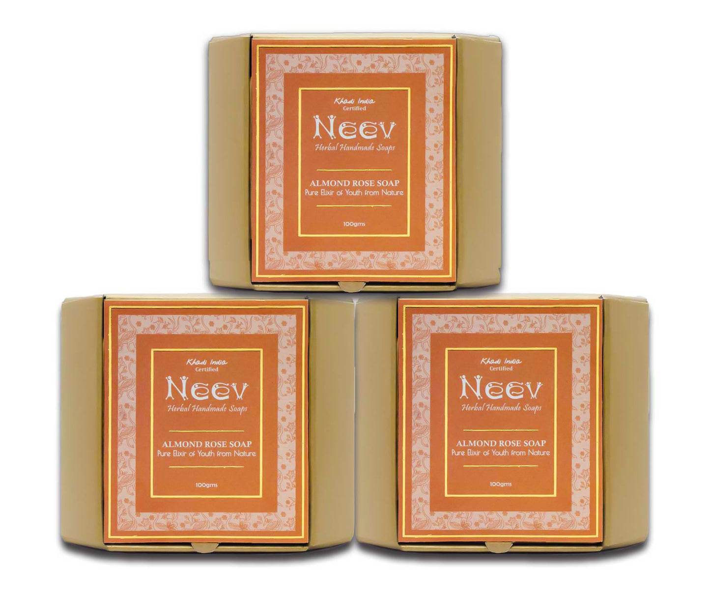 Neev Herbal Handmade Soaps Almond Rose Soap - Set of 3