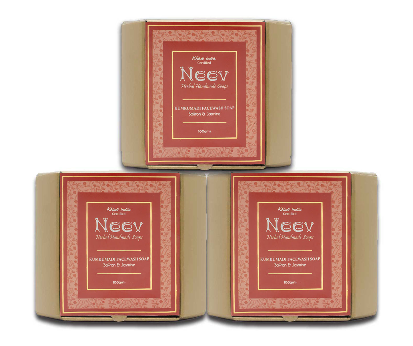 Neev Kumkumadi Face Wash Soap with Saffron and Jasmine - Set of 3